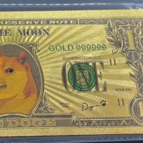 Dogecoin Dollar Gold Banknote Certificate Bill Crypto Souvenir One Doge - Picture 4 of 7